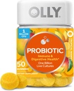 OLLY Probiotisk Gummy, Immun og fordøjelsesstøtte, 1 Millioner CFU 'er, Chewable Probiotic Supplement, Mango, 25 dages forsyning - 50 Tæl