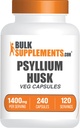 Bulkaddiments.com Psyllium Husk Kapsler - Psyllium Supplement, Psyllium Husk Fiber - Vegan & Gluten Free, 240 Veg Kapsler (pakning med 1)