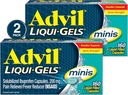 Advil Liqui- Gels minis Smerte Reliever og Fever Reducer, Smertemedicin for voksne med Ibuprofen 200mg for smertelindring - 2x160 Væske fyldte kapsler