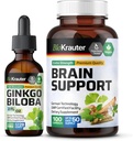 BIO KRAUTER Ginkgo Biloba Tincture 2 Fl. Oz. & Brain Support 100 Kapsler