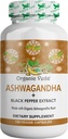 Organic Veda Ashwagandha Kosttilskud, 1500mg - Ashwagandha Kapsler med sort peber ekstrakt - Fremstillet af Pure 100% Organic Ashwagandha Root - Mood Support & Energy, 120 Veggie
