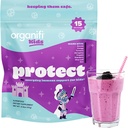 Organifi Kids: Beskyt - Everyday immunforsvar for børn med Elderberry, Acerola Cherry og Zink - Berry Flavored Immunity Powder - Plant- baseret, Vegan, og ingen Gluten, Dairy eller Soy - 15 Servere
