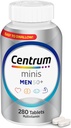 Centrum Minis Sølv Multivitamin til mænd 50 Plus, Multivitamin / Multimineral Supplement, Vitamin D3, B- Vitamin og zink, non-GMO ingredienser, understøtter hukommelse og kognition hos ældre voksne - 280 Ct