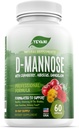 100% Pure D- Mannose Capsules 1000 mg med Cranberry, Hibiscus, og Mælkebøtte ekstrakt, Fast fungerende Professional UTI Prevention Formel for Urinary Tract Health and Brege Support