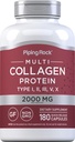 Piping Rock Multi Collagen Protein Kapsler er 124; 180 Tæller er 124; 2000mg er 124; Type I, II, III, V, X er 124; Complex Blend er 124; Non- GMO, Gluten fri