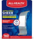 All Health Antibakteriel Sheer Adhesive Bandages, 3 / 4 i x 3 in, 160 ct Medical 124; Hjælper med at forebygge infektion, Ekstra stor Komfortabel beskyttelse for førstehjælp og Sårpleje