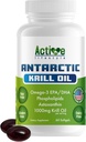Active Lifestyle Antarctic Krill Oil Supplement, High Absorption EPA, DHA, Astaxanthin & Phospholipid, Red Krill, GMO Free, Gluten Free, Soy Free, Dairy Free, Lab Testet, Made in USA