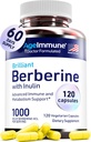 Ageimmune Berberine 1000mg Supplement Complex med inulin Prebiotic - Hver kapsel indeholder berberine 500mg - Doctor Formulated Supplements for High Absorption.