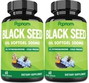 Premium Black Seed Oil Softgel kapsler - 2 pakker 60 Tæller 500mg - 4 Måned Supply for Immunity, Circulation, fordøjelsesbesvær, hud, hår & krop management