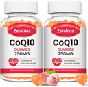 2 Pack CoQ10 Gummies, 5X bedre Absorption Coenzym Q10 for cellulær energi og antioxidant Support, 120 Peach Gummies