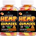 2Pack Hamp Gummies- Premium Hamp Oil Peach Ring Gummy Bears- Aches, Back- Gomitas para Dormir- Peace and Relaxation- Made in USA