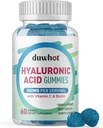 Hyaluronic Acid Gummies, Hyaluronic Acid Supplements with Vitamin C & Biotin 5000mcg for Skin, Hair, Nails Health, Joints Supplements for Women & Men, Low Sugar, Vegan, Non-GMO, 60 Counts