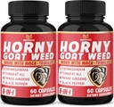 BMVINVOL (2 Pakker) Horny Geder Weed Kapsler med Maca, Tribulus, Ginseng. Ashwagandha, Tongkat Ali - 8-in-1 for Support Energy Nivels
