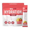 SkyMD Hydration + Energy | Electrolytes Powder Packets | Low Sugar, Sodium, 10 Calories | 10 Vitamins & Minerals | 150g Caffeine for Increased Focus and Performance | Strawberry Lemonade | 14 Sticks