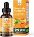Økologisk Gurkemeje Flydende Drops til voksne - Gurkemeje Curcumin med sort peber, kanel & ingefær Udtræk Væske til fælles smerter, mobilitet & inflation - Curcumin Drops til immunforsvar - 60ml (2oz)