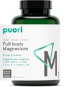 Puori Magnesium Complex Supplement - Høj Absorption Magnesium Taurinat & Gluconat, Zink, vitamin B6 & Malic Acid til sovende støtte, immunforsvar & ben sundhed & muskel Inddrivelse - 120 Veganske kapsler