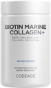 Codeage Biotin Marine Collagen Peptider - Wild-fanget Marine Collagen Typer I & III, Biotin, Vitamin C & E, Hyaluronsyre, Aminosyrer, Frugt og Herb Blend, Non- GMO - 120 Kapsler