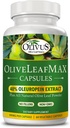 OliveLeafMAX Olive Leaf Extract (40% Oleuroepin) + Organic Olive Leaf Powder + Ingen Fillers + 60 Vegetariske Kapsler + Sourced fra Spanien og fremstillet i USA på GMP Facility