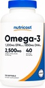 Nutricost Omega 3 Fish Oil - 2500MG, 120 Softgels (40 Serv) - Fish Oil, Wild Caught! 1200mg EPA 850mg DHA - Non-GMO, Gluten Free
