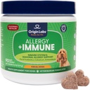 Oprindelse Labs Allergi og immunforsvar Support, Omega 3 Fiskeolie, Bee Pollen, Colostrum, Probiotika, Prebiotika til Gut Sundhed, Hud og Coat Sundhed, Antioxidanter, Tyrkiet Flavor, 90 Soft Chews