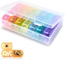 2 -Times a Day Pill Organizer - Stor 7-Day Pill Case - Food Grade Materiale - Høj Volume, Aftagelig, Rejsevenlig Design - Perfekt Pill Holder til kosttilskud, vitaminer og medicin