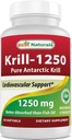 Bedste Naturals Pure Antarctic Krill Oil 1250 mg (Triple Strength) med Omega- 3s EPA, DHA og Astaxanthin 60 Softgels