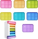 7 Piece Set Pill Organizer 6 gange om dagen, Ugentlig Pill Case, Pill Organizer med etiketter, Travel Pill Dispenser 7 dag med 42 kopier til Medicin / Vitamin / Fish Oil / Kosttilskud - Rainbow Farver
