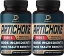 Artichoke Extract kapsler 6650mg 4- Måned Supply - Support Ditagestion, immunforsvar & Body Balance - Kombineret 9 urter Papaya, Apple Pectin, Ingefær & mere - Non- GMO 2 pakker 60 kapsler
