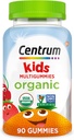 Centrum Kids 'Organic Multigummies, Kids Multivitamin Gummies, Organic Multivitamin for børn med essentielle næringsstoffer til immunforsvar, muskelfunktion og hjernesundhed - 90 Greve
