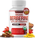 Organic Berberine med Ceylon Cinnamon 2175mg - Premium berberine supplement høj renhed ekstrakt USDA Organic, støtte immunsystem, Berberine Plus Complex, Non- GMO Vegan for mænd Kvinder 90 Kapsler