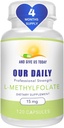 AND GIVE US TODAY OUR DAILY L-Methylfolate 15 mg / 15000 mcg Maximum Strength Active Folate, 5-MTHF, Filler Free, Gluten Free, Non-GMO, Vegetarian Capsules (4 Months Supply) (120)