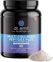 DR. Formand EMIL- NETRION Multi collagen peptider pulver - 20g af Unflavored hydrolyseret collagen protein pulver med hyaluronsyre til hår, hud, negle og joints - 30 Servere