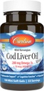 Carlson - Cod Liver Oil Minis, 280 mg Omega- 3s + Vitamin A & D3, Heart Support & Cognitive Function, Vision Health, 100 Mini Softgels