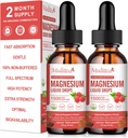 (2 Pack) Magnesium Glycinat Flydende dråber w / 1500mg Magnesium Glycinat, Taurat, Malat, Citrat, Calcium Plus Kalium til nerve, ben, Heart Health & Energy Zzz - High Absorption- Raspberry Flavor