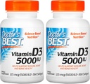 Doctor 's Best, (2 Pack) D3- vitamin, 125 mcg (5000 IE), 360 Softgels
