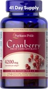 Puritans Pride Premium Cranberry Fruit Concentrate 84 mg (4200 mg ækvivalent) med Vitaminer C og E, Kosttilskud til immunsystemet Support, 4 måneder Supply, 250 Rapid Release Softels