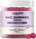 6 i 1 NAC Gummies, Chewable N Acetyl Cysteine 1000mg supplement til børn og voksne, med ALA, zink, C-vitamin & E, Selen, Support Antioxidant & Immunsystem, Blåbær Flavor, Sukker Free, 60 Ct
