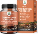Advanced Mushroom Complex Capsules - 10X Lions Mane Supplement kapsler med Reishi, Chaga, Maitake & Shiitake for Brain Health Memory Support & Focus - Nootrop for Mental Klarhed - 120 Caps