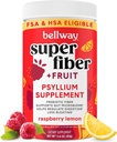 Bellway Super Fiber Powder + Frugt, Sukker Free Organic Psyllium Husk Powder Fiber tillæg for regelmæssighed, Bloating Relief & fordøjelsessundhed, Plant- baseret, Raspberry Lemon (50 Servere)
