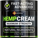 Hemp Cream - Maximum Strength Lotion to Soothe Discomfort - Gel with Arnica, Glucosamine, MSM, Menthol, Aloe Vera, Hemp Oil, Turmeric - Fast Absorption, Long-Lasting, Non-Greasy, Pleasant Scent - 4 oz