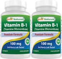 Bedste Naturals Vitamin B1 som Thiamin Mononitrate 100 mg 120 tabletter (120 Tæl (pakke med 2))