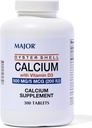 Major Oyster Shell Calcium with Vitamin D3 500 mg / 5 mcg (200 IU) - Daily Calcium Supplement - 300 Tablets (1 Pack)