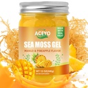 ACEYO (12 OZ) Irish Sea Moss Gel Raw Vegan Mango Pineapple Flavor 102 Vitamin og mineral Wild Harvested Non-GMO immunforsvar Booster Thyroid fordøjelsesstøtte