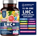 N1N LHC+ 15-in-1 Immune Support Supplement with Spirulina, Turmeric, Ginseng, Guarana, Vitamin D and Vitamin C for Immunity, Energy and Long-Haul Relief, 60 Veg Caps, Bottle Color May Vary