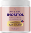 QSTA Myo- Inositol & D- Chiro Inositol tillæg for kvinder 4100mg (40: 1 Ratio) - 9 - in-1 Hormonal & Metabolic Support med PCOS Multivitaminer. Inositol Pulver supplement til Hormonbalance