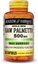 MASON NATURAL Saw Palmetto 500 mg, Supports Prostate Health & Urinary Function, 90 Capsules