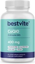 BESTVITE Coenzym CoQ10 400mg (120 vegetariske kapsler) naturligt gæret - ingen stearater - Vegan - Gluten Free - Ikke GMO