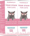 2 Pakker Tear Stain Supplement for Kat - Forhindre og eliminere Katte Tårer - 60ML Cat Tear Stain Remover Drops for Eye Health, Immunsystem - med Cranberry, Marshmallow & Vitaminer - Salmon
