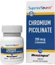 Superior Source Chromium Picolinate - Supplement Formula Supports Healthy Sugar Metabolism - 500 mcg, 50 Instant Dissolve Tablets