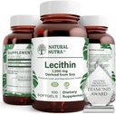 Natural Nutra Soy Lecithin 1200 mg Dietary Supplement - Brain Function, Liver Health, Hepls Breast Health, Memory Boosting Supplement - Gluten-Free, BPA-Free, 100 Softgels in Recyclable Glass Bottles